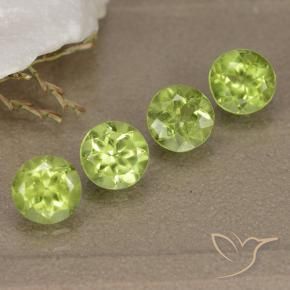 Gemas de Peridoto Verde amarillento intenso natural de 2.14 ct, Redondo, VVS-VS