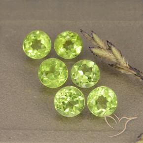 Gemas de Peridoto Verde amarillento intenso natural de 3.00 ct, Redondo, VVS-VS
