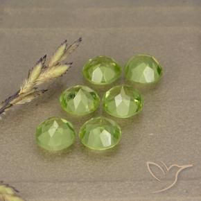 Gemas de Peridoto Verde amarillento intenso natural de 3.00 ct, Redondo, VVS-VS
