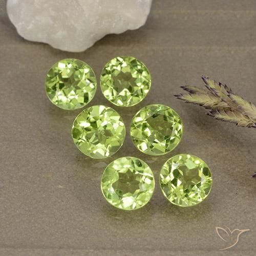 Gemas de Peridoto Verde vivo claro natural de 2.93 ct, Redondo, VVS-VS