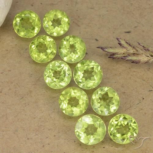 Gemas de Peridoto Verde lima natural de 4.75 ct, Redondo, VVS-VS