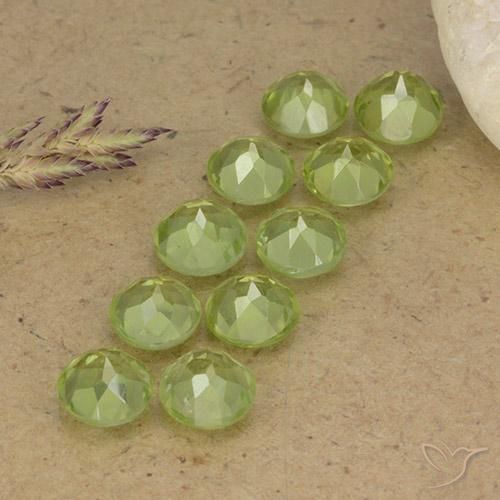 Gemas de Peridoto Verde lima natural de 4.75 ct, Redondo, VVS-VS