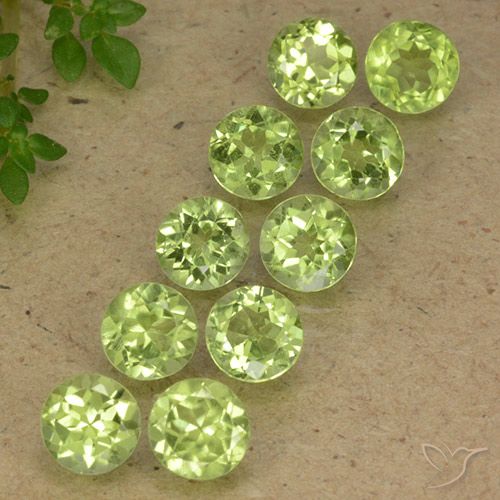 5.17ctw Natural Verde vivo claro Peridoto, Redondo, VVS-VS