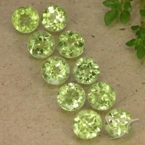 Gemas de Peridoto Verde vivo claro natural de 5.17 ct, Redondo, VVS-VS