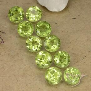 Gemas de Peridoto Verde medio natural de 4.60 ct, Redondo, VVS-VS