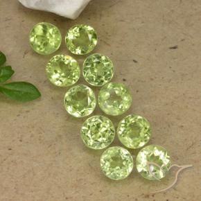 Gemas de Peridoto Verde vivo claro natural de 3.74 ct, Redondo, VVS-VS