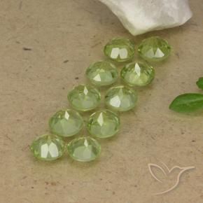 Gemas de Peridoto Verde vivo claro natural de 3.74 ct, Redondo, VVS-VS