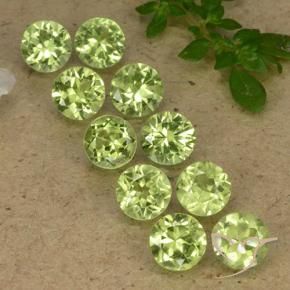 Gemas de Peridoto Verde vivo claro natural de 4.19 ct, Redondo, VVS-VS