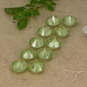 Gemas de Peridoto Verde vivo claro natural de 4.19 ct, Redondo, VVS-VS