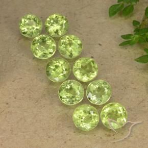 Gemas de Peridoto Verde claro natural de 3.98 ct, Redondo, VVS-VS