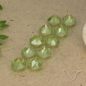 Gemas de Peridoto Verde claro natural de 3.98 ct, Redondo, VVS-VS