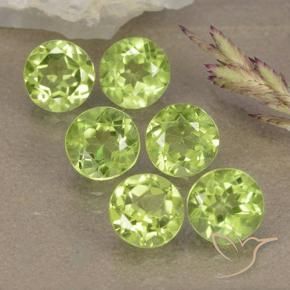 Gemas de Peridoto Verde vivo claro natural de 3.17 ct, Redondo, VVS-VS