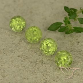 Gemas de Peridoto Verde amarillento natural de 2.21 ct, Redondo, VVS-VS