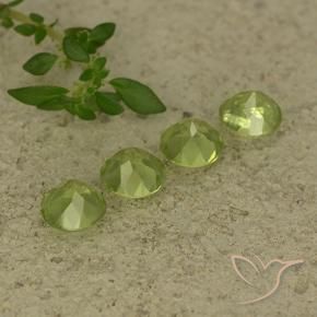 Gemas de Peridoto Verde amarillento natural de 2.21 ct, Redondo, VVS-VS