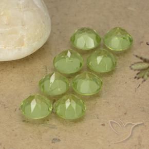 Gemas de Peridoto Verde medio natural de 4.34 ct, Redondo, VVS-VS