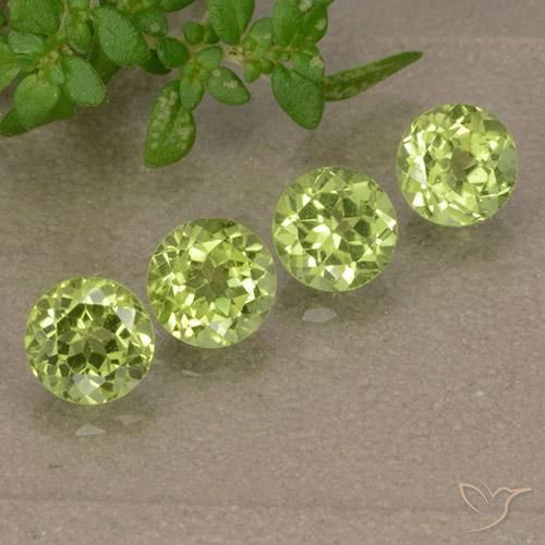 Gemas de Peridoto Verde vivo claro natural de 1.80 ct, Redondo, VVS-VS