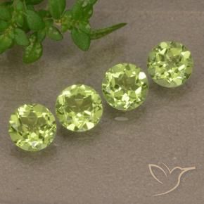 Gemas de Peridoto Verde vivo claro natural de 1.58 ct, Redondo, VVS-VS