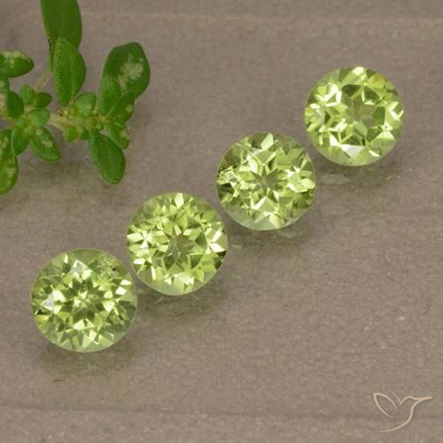 Gemas de Peridoto Verde vivo claro natural de 1.56 ct, Redondo, VVS-VS