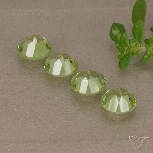 Gemas de Peridoto Verde vivo claro natural de 1.56 ct, Redondo, VVS-VS
