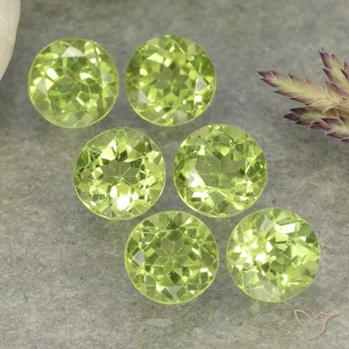 Gemas de Peridoto Verde claro natural de 2.43 ct, Redondo, VVS-VS