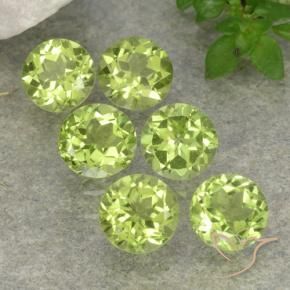 Gemas de Peridoto Verde claro natural de 2.44 ct, Redondo, VVS-VS