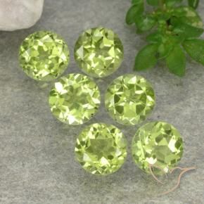 Gemas de Peridoto Verde claro natural de 2.57 ct, Redondo, VVS-VS