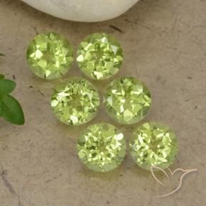 Gemas de Peridoto Verde vivo claro natural de 2.38 ct, Redondo, VVS-VS