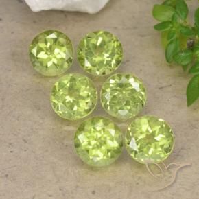 Gemas de Peridoto Verde claro natural de 2.52 ct, Redondo, VVS-VS