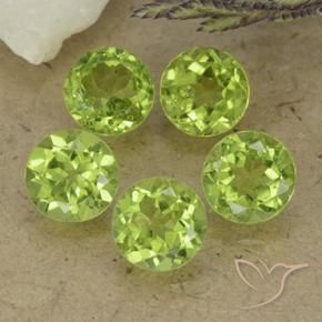 Gemas de Peridoto Verde vivo claro natural de 4.51 ct, Redondo, VS