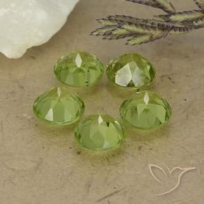 Gemas de Peridoto Verde vivo claro natural de 4.51 ct, Redondo, VS