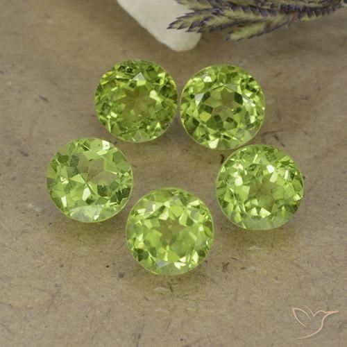 4.46ctw Natural Verde vivo claro Peridoto, Redondo, VS