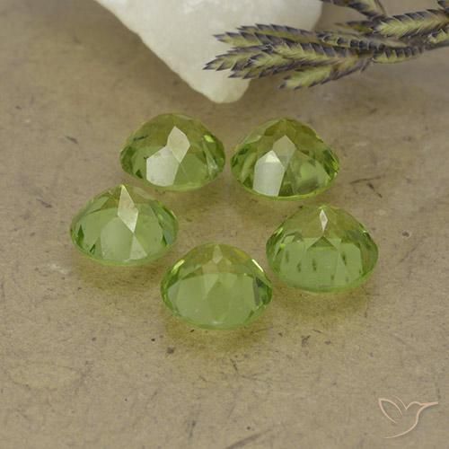 Gemas de Peridoto Verde vivo claro natural de 4.46 ct, Redondo, VS