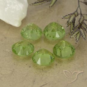 Gemas de Peridoto Verde vivo claro natural de 4.77 ct, Redondo, VS