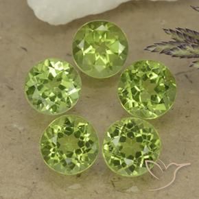 Gemas de Peridoto Verde vivo claro natural de 4.09 ct, Redondo, VS