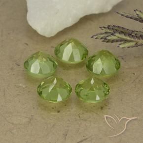 Gemas de Peridoto Verde vivo claro natural de 4.09 ct, Redondo, VS
