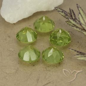 Gemas de Peridoto Verde vivo claro natural de 4.75 ct, Redondo, VVS-VS
