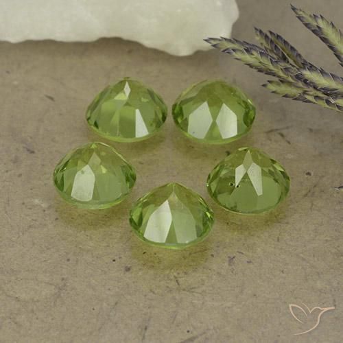 Gemas de Peridoto Verde vivo claro natural de 4.29 ct, Redondo, VS