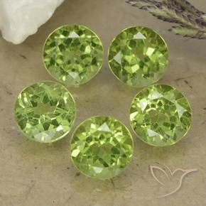 Gemas de Peridoto Verde vivo claro natural de 4.85 ct, Redondo, VS