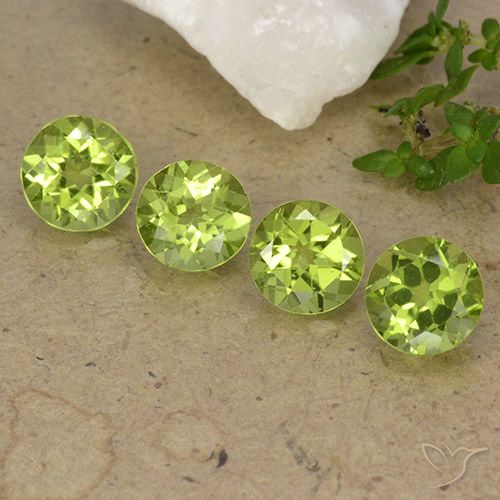 3.32ctw Natural Verde amarillento intenso Peridoto, Redondo, VS