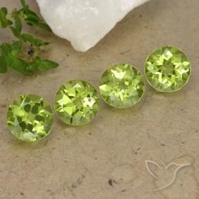 Gemas de Peridoto Verde amarillento intenso natural de 3.32 ct, Redondo, VS