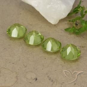 Gemas de Peridoto Verde amarillento intenso natural de 3.32 ct, Redondo, VS