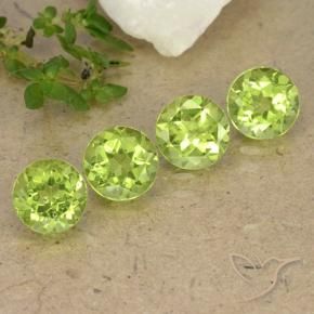 Gemas de Peridoto Verde vivo claro natural de 3.58 ct, Redondo, VS