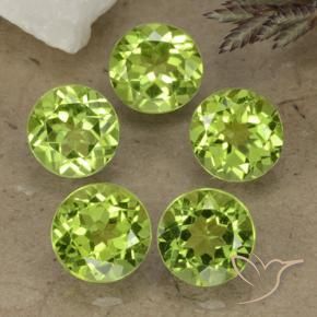 Gemas de Peridoto Verde vivo natural de 3.93 ct, Redondo, VS