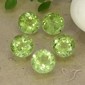 Gemas de Peridoto Verde claro natural de 4.40 ct, Redondo, VS