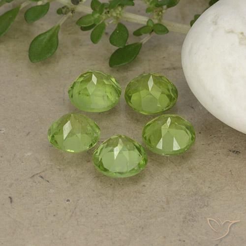 Gemas de Peridoto Verde vivo claro natural de 4.18 ct, Redondo, VS
