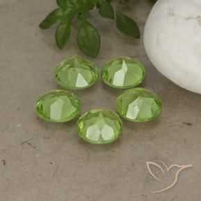 Gemas de Peridoto Verde vivo claro natural de 3.92 ct, Redondo, VS