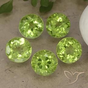 Gemas de Peridoto Verde vivo claro natural de 4.19 ct, Redondo, VS