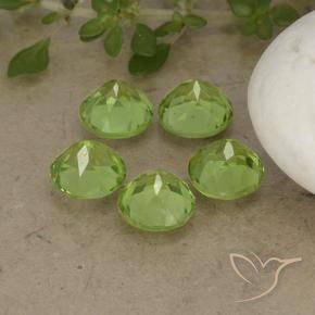 Gemas de Peridoto Verde vivo claro natural de 4.19 ct, Redondo, VS