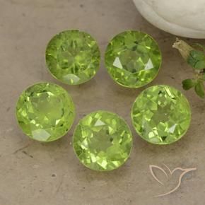 Gemas de Peridoto Verde vivo natural de 4.67 ct, Redondo, VS