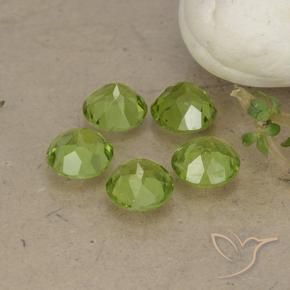 Gemas de Peridoto Verde vivo natural de 4.67 ct, Redondo, VS